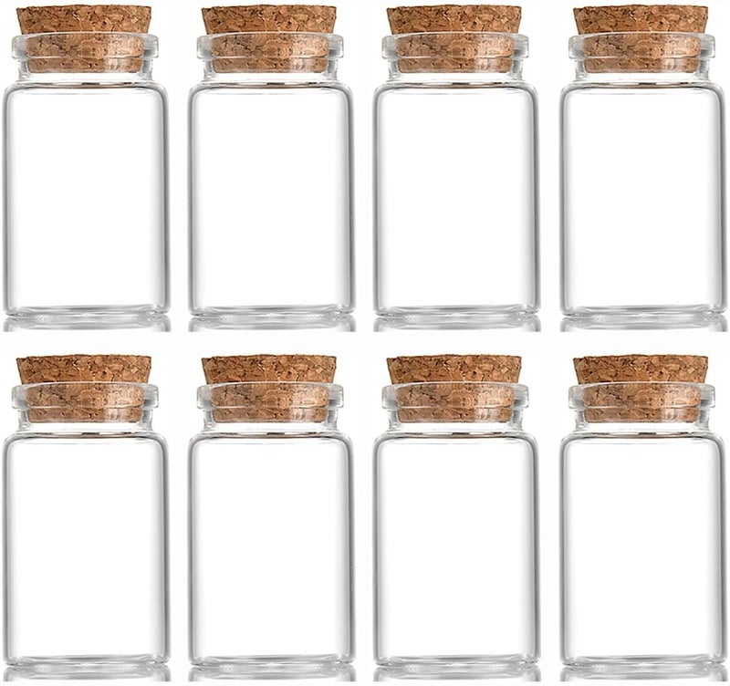 EWEIGEER 8 pcs 45ml Small Glass Bottles with Cork Stopper,Spice Vials Jars,Cute Storage Jar,Wishing Bottle 37x60mm(1.46x2.36inch) - Image 1